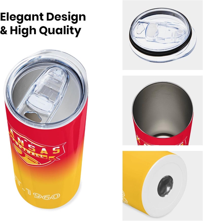Suswoos Kansas EST 1960 Tumblers 20oz Straight Skinny Car Cups Sports Travel Coffee Mug,Stainless Steel,Insulated,Classic Collection Gifts for Men Women Fans. - Image 3